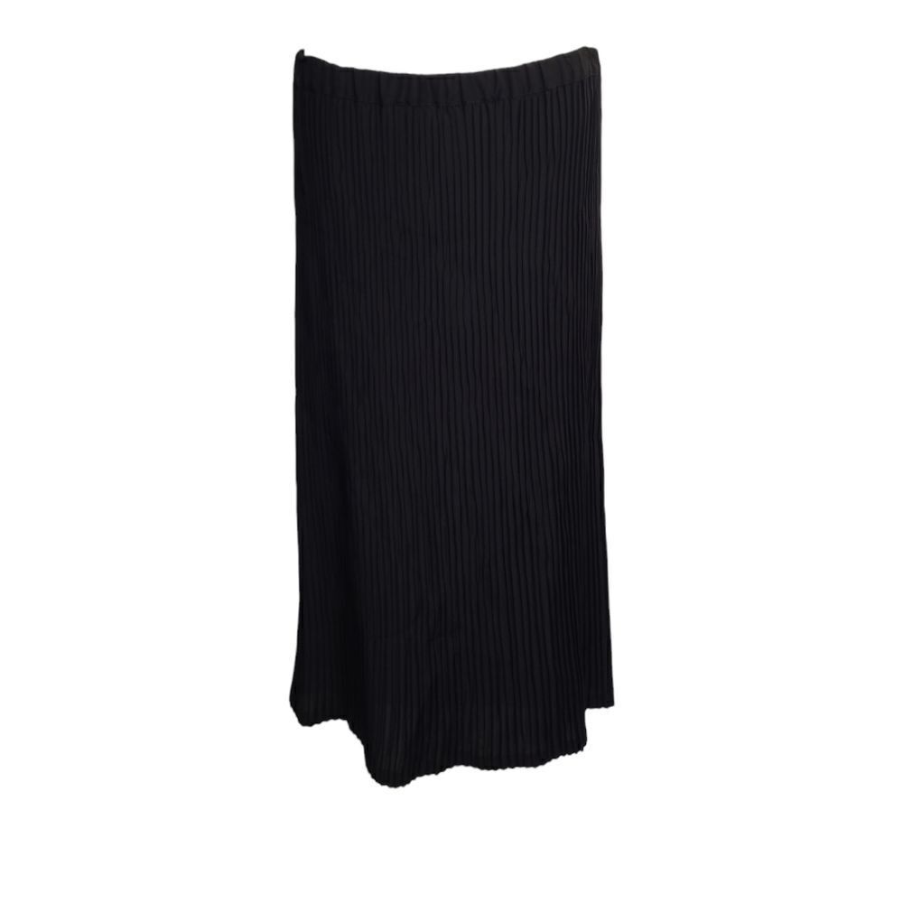 VINTAGE 80s Esprit black witchy micro pleat pull on midi skirt L